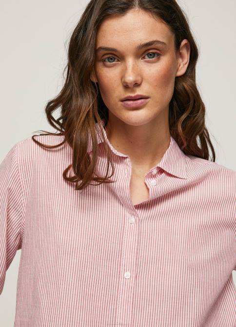 estudio rojo camisa a rayas de gasa de algodón Pepe Jeans 06X4348 mujer - Imagen 3