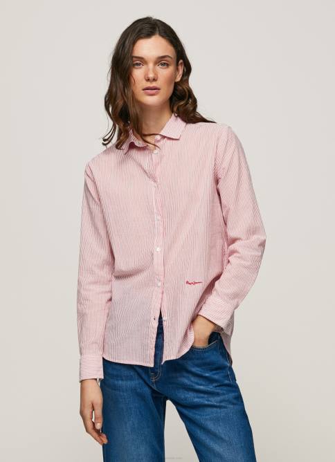 estudio_rojo_camisa_a_rayas_de_gasa_de_algodon_pepe_jeans_06x4348_mujer.jpg estudio rojo camisa a rayas de gasa de algodón Pepe Jeans 06X4348 mujer - Imagen 1