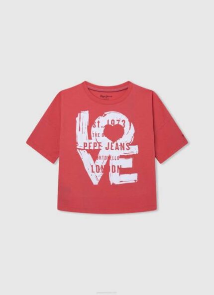estudio rojo camiseta con estampado de amor Pepe Jeans 06X41444 chica