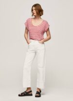 estudio rojo camiseta con estampado de rayas Pepe Jeans 06X4446 mujer - Imagen 2