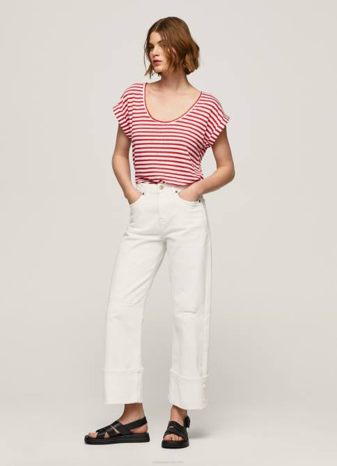 estudio rojo camiseta con estampado de rayas Pepe Jeans 06X4446 mujer - Imagen 2