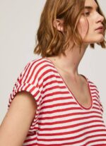estudio rojo camiseta con estampado de rayas Pepe Jeans 06X4446 mujer
