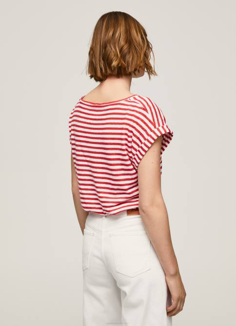 estudio rojo camiseta con estampado de rayas Pepe Jeans 06X4446 mujer - Imagen 4