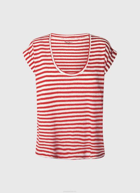 estudio rojo camiseta con estampado de rayas Pepe Jeans 06X4446 mujer - Imagen 5
