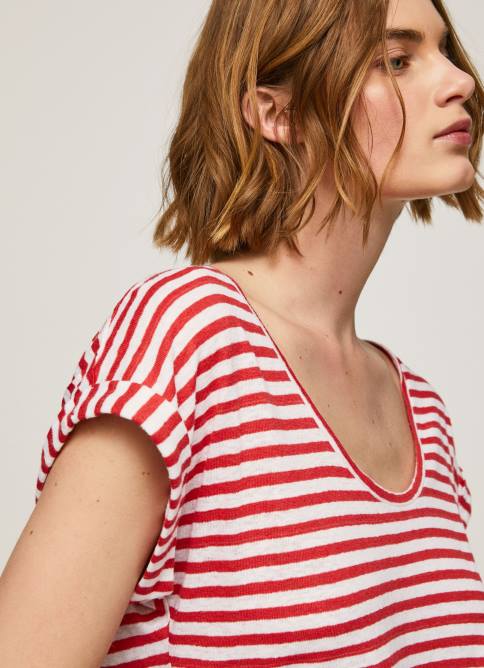 estudio_rojo_camiseta_con_estampado_de_rayas_pepe_jeans_06x4446_mujer.jpg estudio rojo camiseta con estampado de rayas Pepe Jeans 06X4446 mujer - Imagen 1