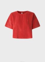 estudio rojo camiseta cropped de terciopelo Pepe Jeans 06X4460 mujer - Imagen 5