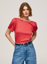 estudio rojo camiseta jaspeada con cuello barco Pepe Jeans 06X4435 mujer - Imagen 2