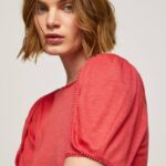 estudio rojo camiseta jaspeada con cuello barco Pepe Jeans 06X4435 mujer