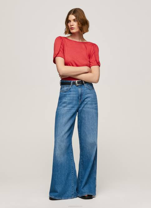 estudio rojo camiseta jaspeada con cuello barco Pepe Jeans 06X4435 mujer - Imagen 3