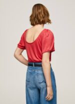 estudio rojo camiseta jaspeada con cuello barco Pepe Jeans 06X4435 mujer - Imagen 4