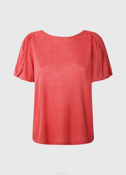 estudio rojo camiseta jaspeada con cuello barco Pepe Jeans 06X4435 mujer - Imagen 5