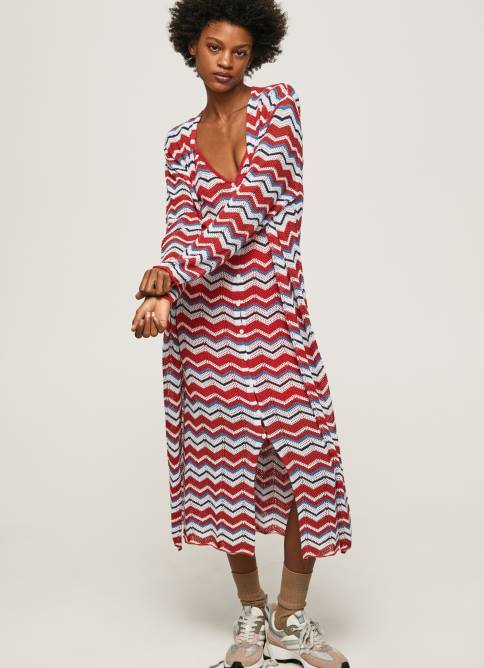 estudio rojo cárdigan largo con estampado en zig-zag Pepe Jeans 06X4225 mujer - Imagen 3