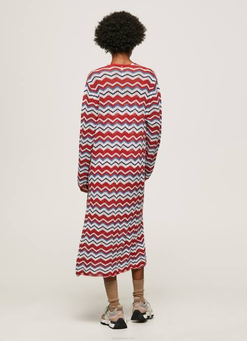 estudio rojo cárdigan largo con estampado en zig-zag Pepe Jeans 06X4225 mujer - Imagen 4