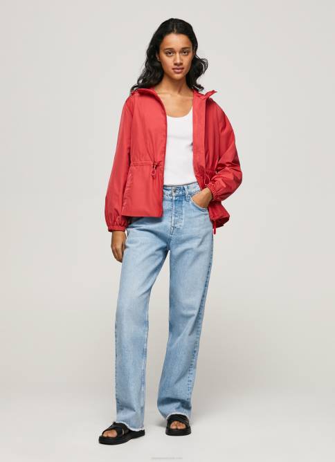 estudio rojo chaqueta cortavientos con capucha Pepe Jeans 06X4129 mujer - Imagen 2