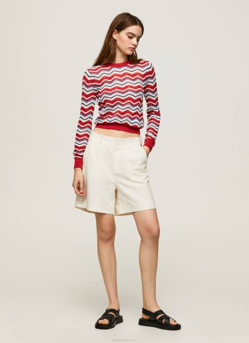 estudio rojo jersey de corte estándar en zig-zag Pepe Jeans 06X4227 mujer - Imagen 2
