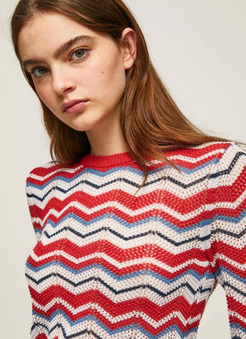 estudio rojo jersey de corte estándar en zig-zag Pepe Jeans 06X4227 mujer - Imagen 3