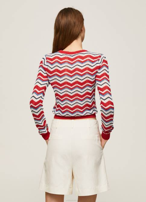 estudio rojo jersey de corte estándar en zig-zag Pepe Jeans 06X4227 mujer - Imagen 4
