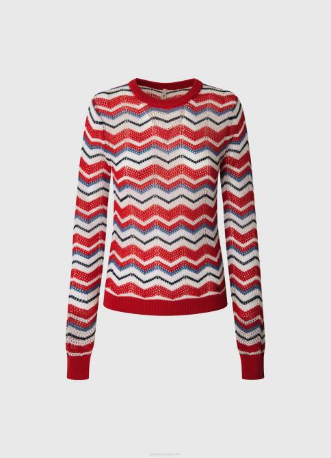 estudio rojo jersey de corte estándar en zig-zag Pepe Jeans 06X4227 mujer - Imagen 5