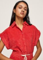 estudio rojo mono corto de terciopelo Pepe Jeans 06X4210 mujer - Imagen 3