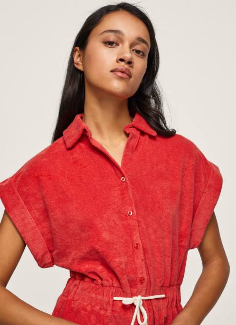 estudio rojo mono corto de terciopelo Pepe Jeans 06X4210 mujer - Imagen 3