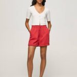estudio rojo pantalones cortos de corte paper bag Pepe Jeans 06X4533 mujer