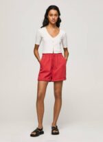 estudio rojo pantalones cortos de corte paper bag Pepe Jeans 06X4533 mujer