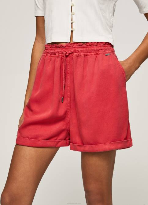 estudio rojo pantalones cortos de corte paper bag Pepe Jeans 06X4533 mujer - Imagen 3