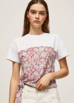 estudio rojo playera con estampado floral Pepe Jeans 06X4380 mujer