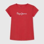 estudio rojo playera con logo brillante Pepe Jeans 06X41469 chica