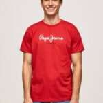 estudio rojo playera con logo estampado Pepe Jeans 06X41016 hombres