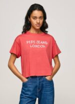 estudio rojo playera con logo estampado Pepe Jeans 06X4379 mujer