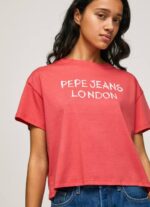estudio rojo playera con logo estampado Pepe Jeans 06X4379 mujer - Imagen 3