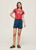 estudio rojo playera con logo estampado Pepe Jeans 06X4384 mujer - Imagen 2