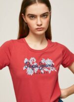 estudio rojo playera con logo estampado Pepe Jeans 06X4384 mujer