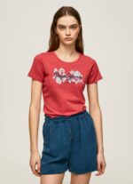 estudio rojo playera con logo estampado Pepe Jeans 06X4384 mujer - Imagen 3