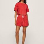 estudio rojo shorts deportivos con logo bordado Pepe Jeans 06X4531 mujer