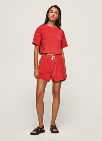 estudio rojo shorts deportivos con logo bordado Pepe Jeans 06X4531 mujer