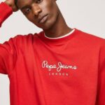 estudio rojo suéter con logo estampado Pepe Jeans 06X4890 hombres