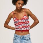 estudio rojo top con estampado en zigzag Pepe Jeans 06X4226 mujer