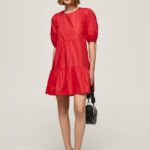 estudio rojo vestido de popelina de algodón Pepe Jeans 06X4146 mujer