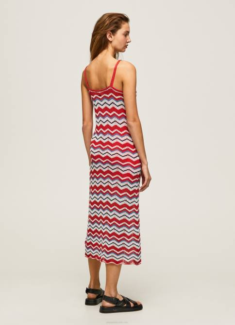 estudio rojo vestido Frida tejido en zig-zag Pepe Jeans 06X4170 mujer - Imagen 4