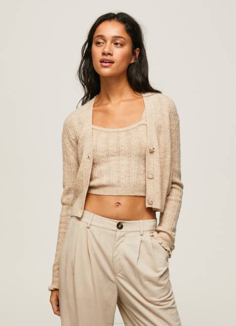 fuerte cárdigan con cuello en V calado Pepe Jeans 06X4243 mujer - Imagen 3