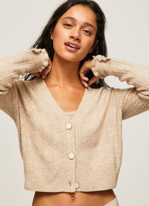 fuerte cárdigan con cuello en V calado Pepe Jeans 06X4243 mujer - Imagen 1
