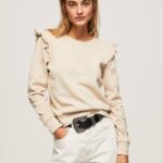 fuerte jersey de algodón con volantes Pepe Jeans 06X4284 mujer