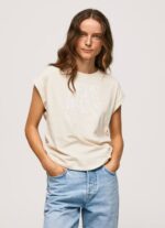 fuerte playera con logo floral Pepe Jeans 06X4402 mujer - Imagen 3