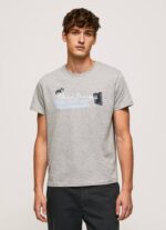 gris marga camiseta de algodón con logo de pinceles Pepe Jeans 06X4931 hombres - Imagen 3