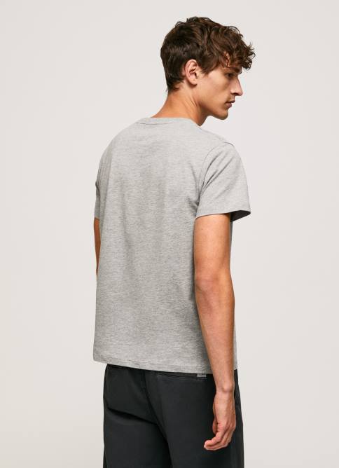 gris marga camiseta de algodón con logo de pinceles Pepe Jeans 06X4931 hombres - Imagen 4