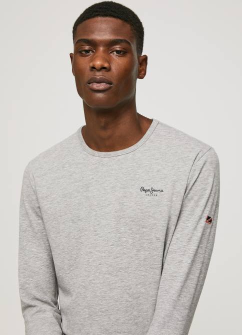 gris marga camiseta de manga larga de algodón Pepe Jeans 06X41006 hombres - Imagen 3