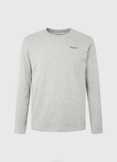 gris marga camiseta de manga larga de algodón Pepe Jeans 06X41006 hombres - Imagen 5
