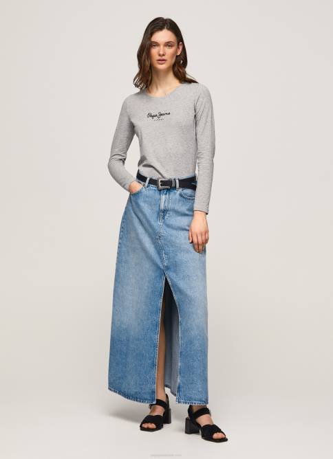 gris marga camiseta de manga larga de algodón Pepe Jeans 06X4473 mujer - Imagen 2